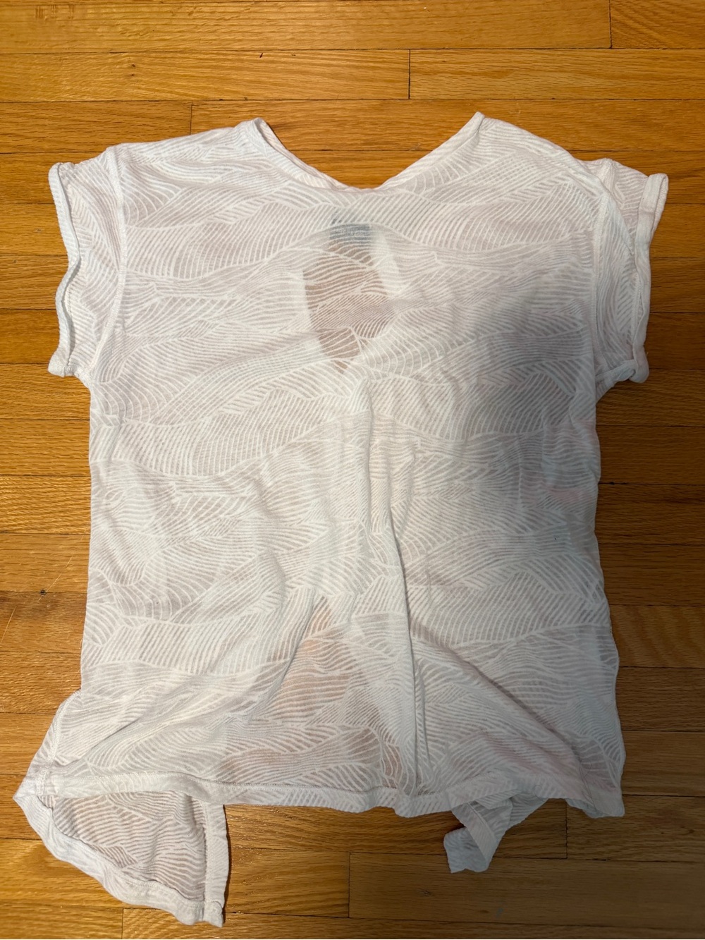 Women's White Sheer Patterned Short Sleeve Top